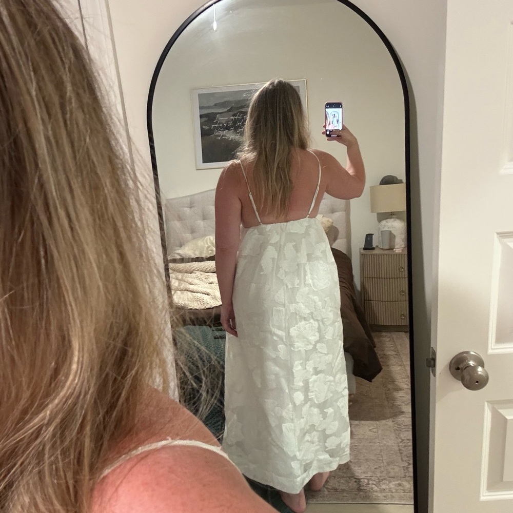 BHLDN Floral Burnout Jacquard Apron Maxi Dress - Picture 4 of 8